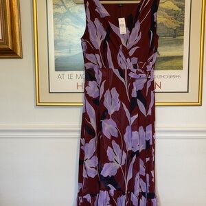 Ann Taylor Burgundy and Lavender Maxi Dress